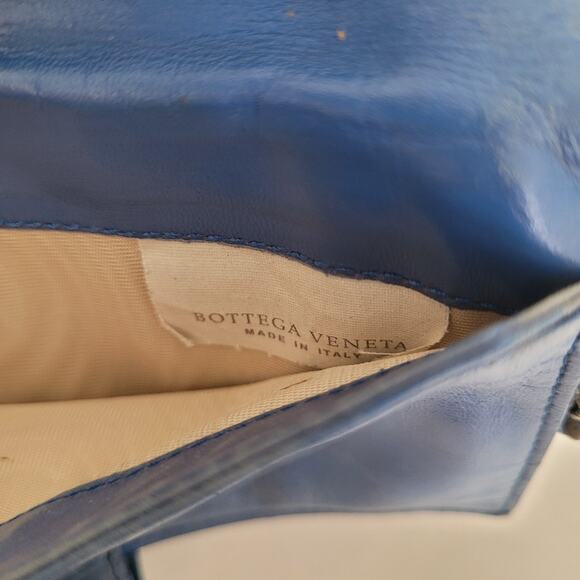 BOTTEGA VENETA Interatiato Woven Leather Bifold Wallet Medium Blue Unisex Soft - Picture 5 of 15